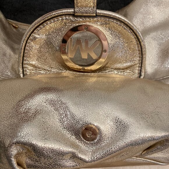 NWOT Gold Metallic Michael Kors Handbag (Large) - Picture 8 of 8